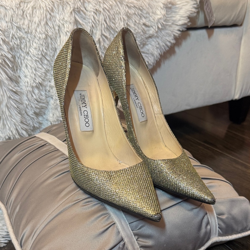 Jimmy Choo Metallic Gold Heels - Picture 8 of 8